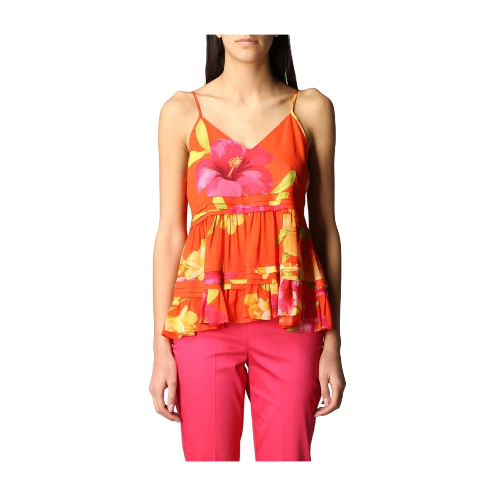 Twinset Mouwloze Top Orange Dames