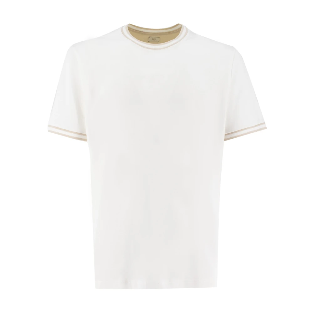 Eleventy Katoenen Crew-neck T-shirt met Contrastinzet White Heren