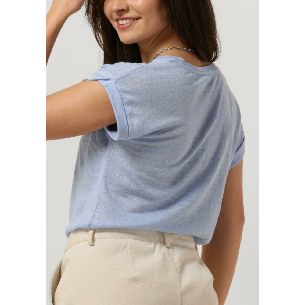 Knit-ted Blauwe Linnen Top Eliane Blue Dames