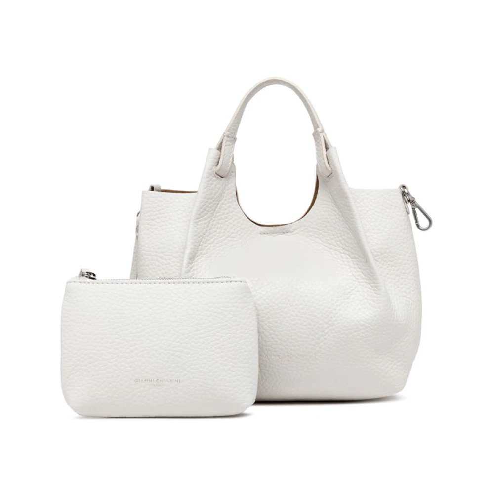 Gianni Chiarini Dubbele leren handtas met magneetsluiting White Dames