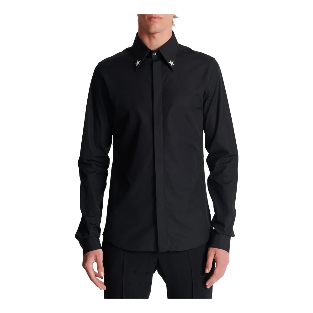 Balmain Geborduurde Ster Shirt Black Heren