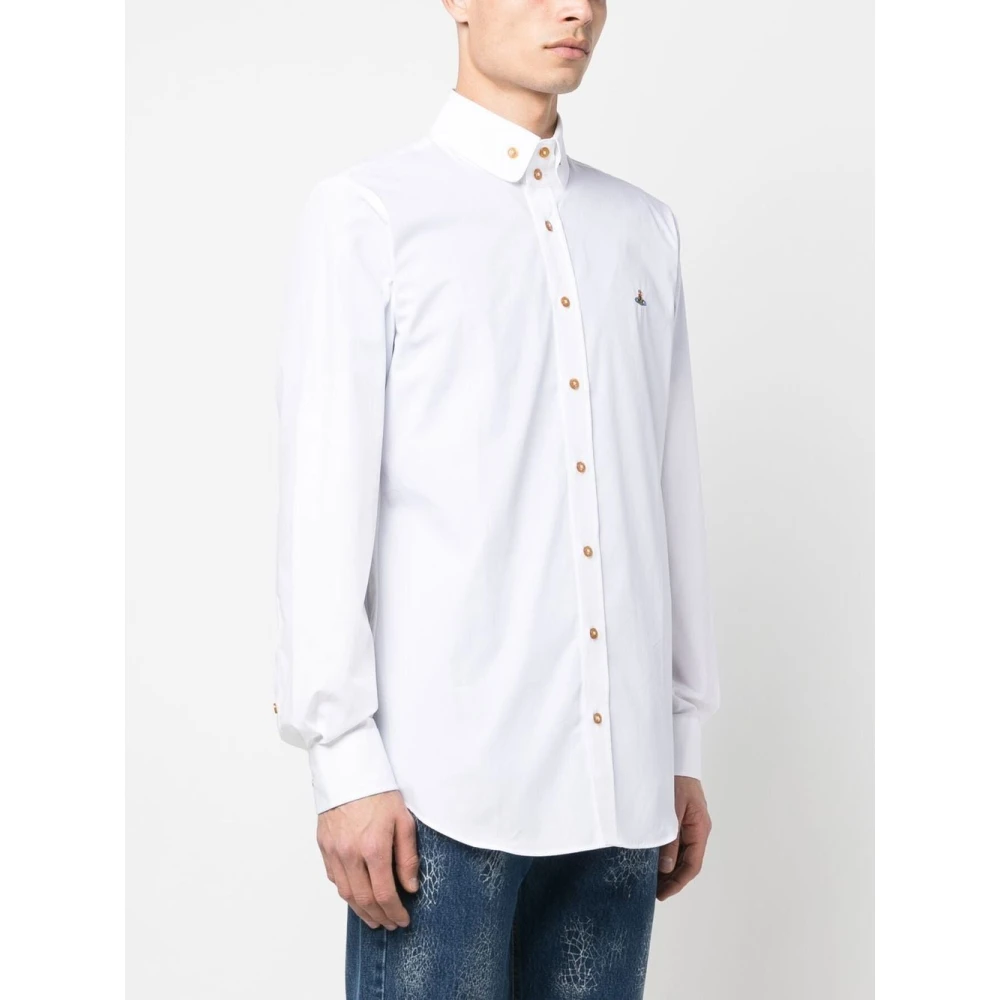 Vivienne Westwood Witte Orb Logo Geborduurde Overhemd White Heren