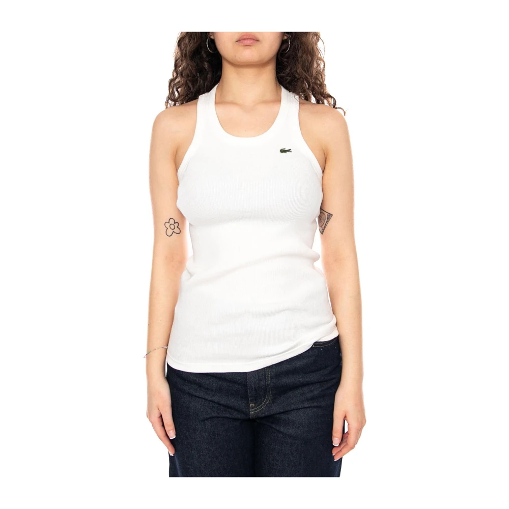 Lacoste Donna Bianco Top, Xs, New,