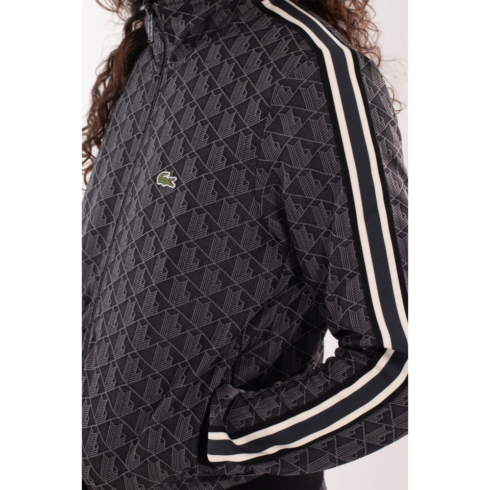 Lacoste Monogram Trainingsjack in Jacquard-stijl Black Heren