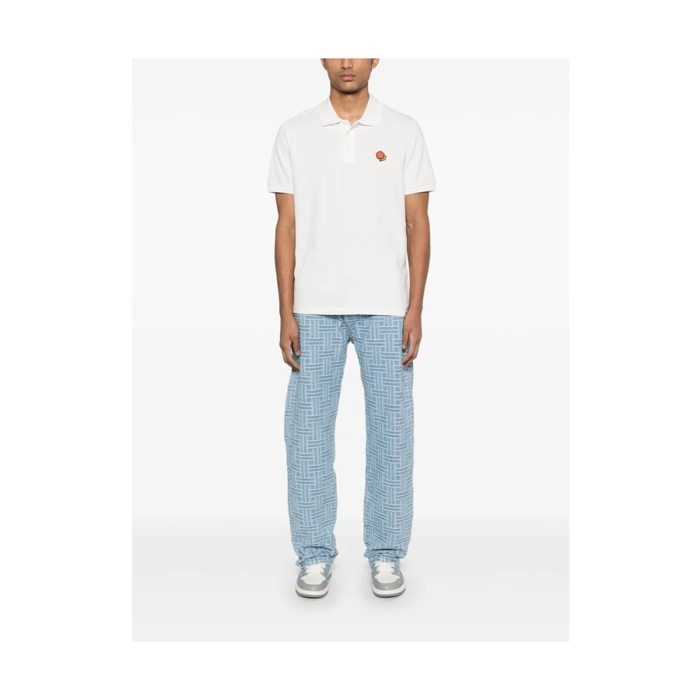 Kenzo Witte Polo Sweater met Logo Borduurwerk White Heren