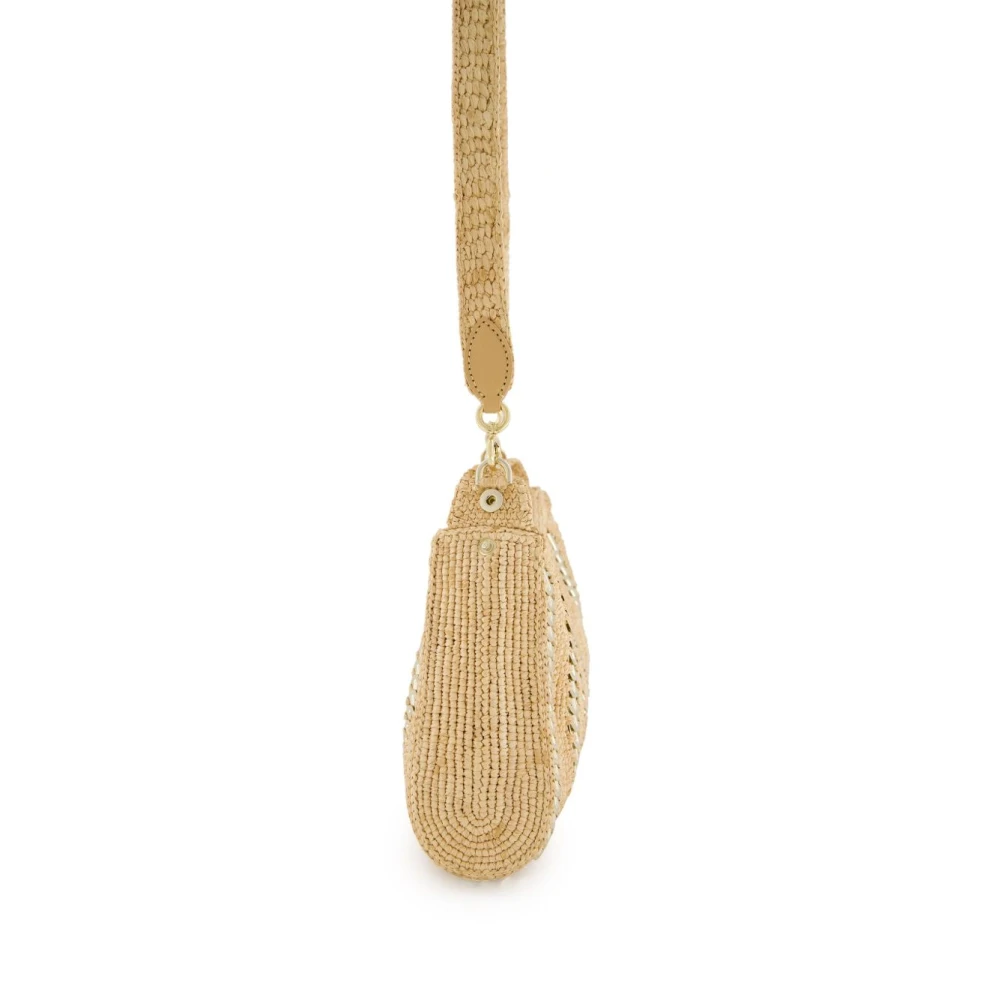 Paco Rabanne Beige Raffia Handtas met Zilveren Inzetstukken Beige Dames