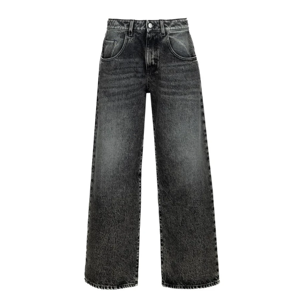 Icon Denim Grijze Wide Leg Low Rise Jeans Gray Dames