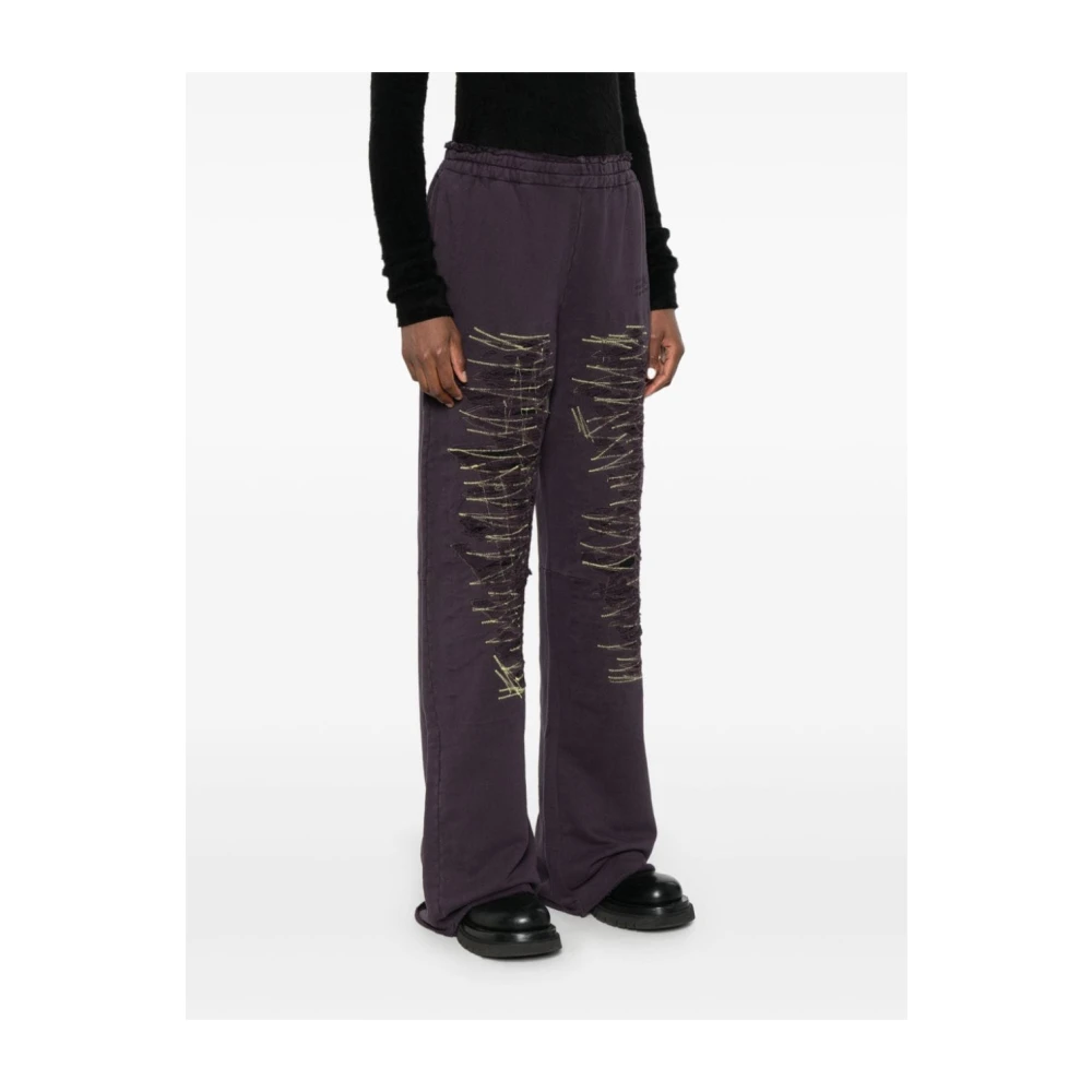 MM6 Maison Margiela Paarse Katoenen Wijde Pijp Broek Purple Dames