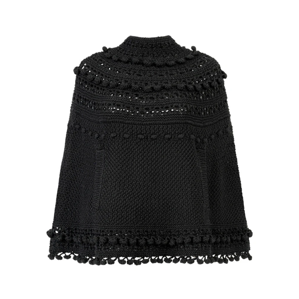 Mes Demoiselles Gehaakte Detail Wollen Trui Black Dames