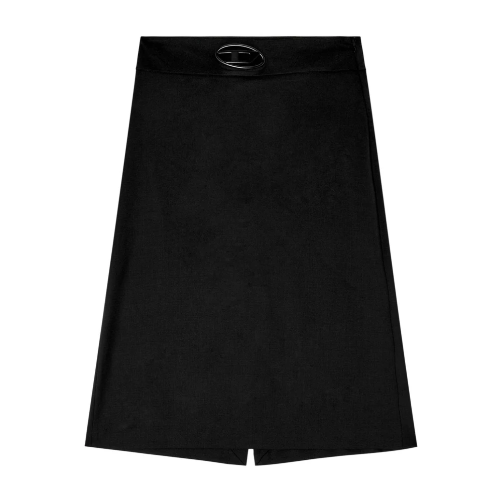 Diesel Zwarte wollen midi-rok Oval D Black Dames
