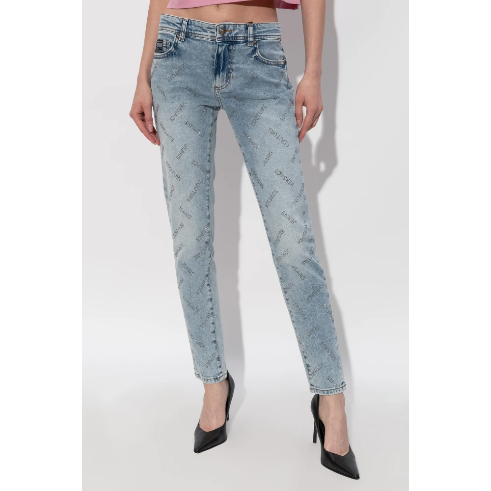 Versace Jeans Couture Jeans met glinsterende applicaties Blue Dames
