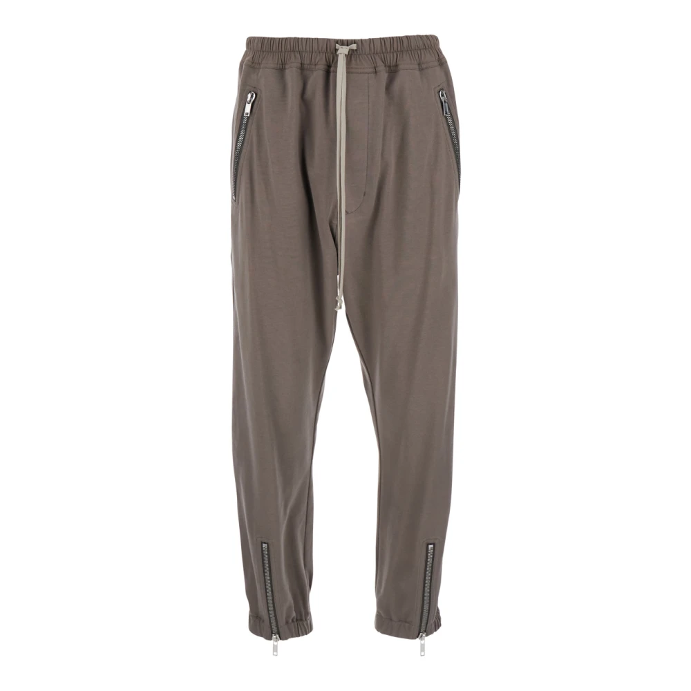Rick Owens Elastische Taille Grijze Katoenen Broek Brown Heren