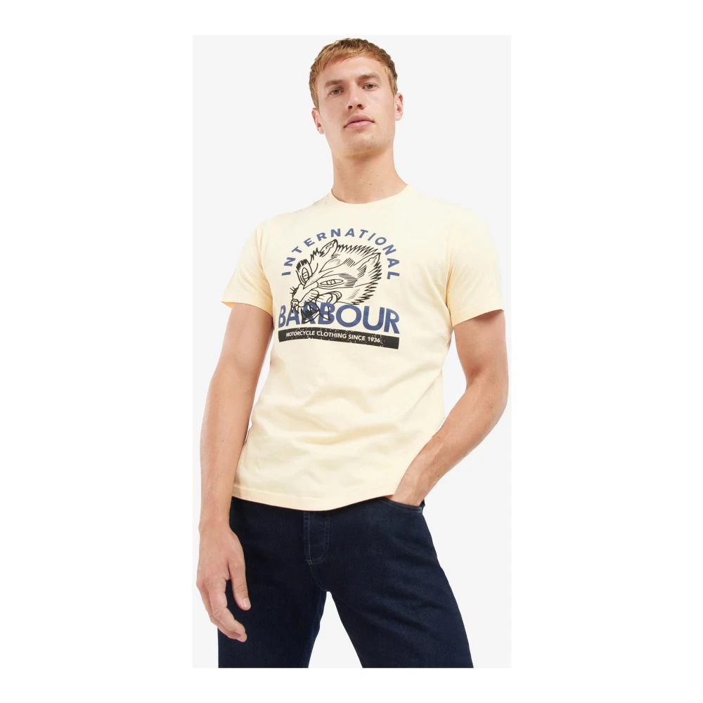 Barbour Grafische Print T-Shirt Slim Fit Stijl Yellow Heren