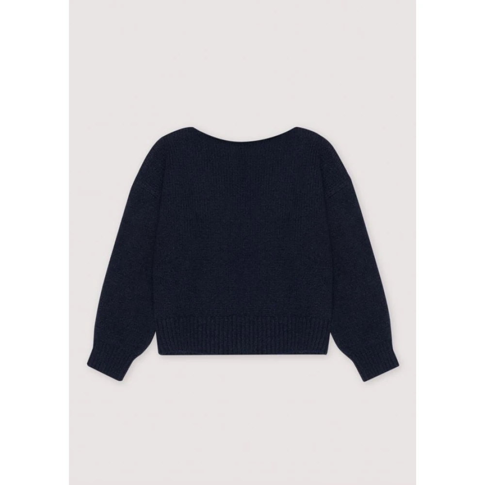The New Society Midnight Navy V-Neck Jumper Blue Dames