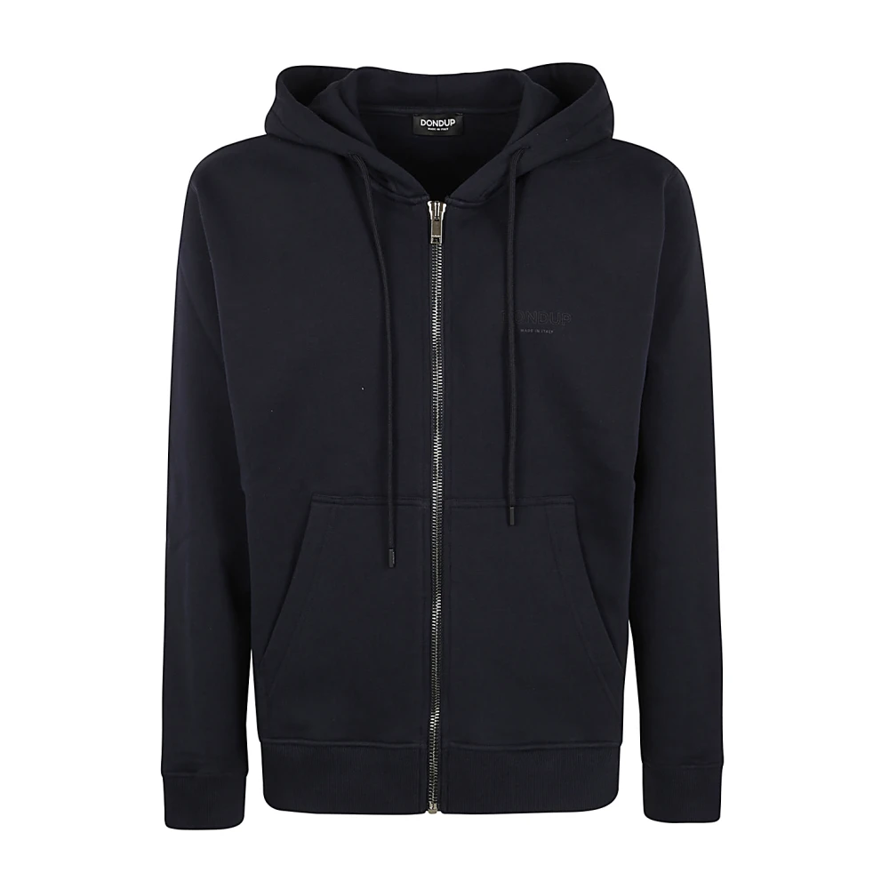 Dondup Blauwe Fleece Hoodie met Rits Blue Heren