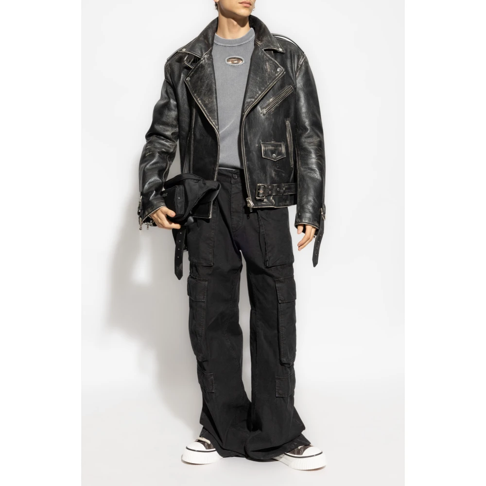 Diesel Ribbed Top Gray Heren