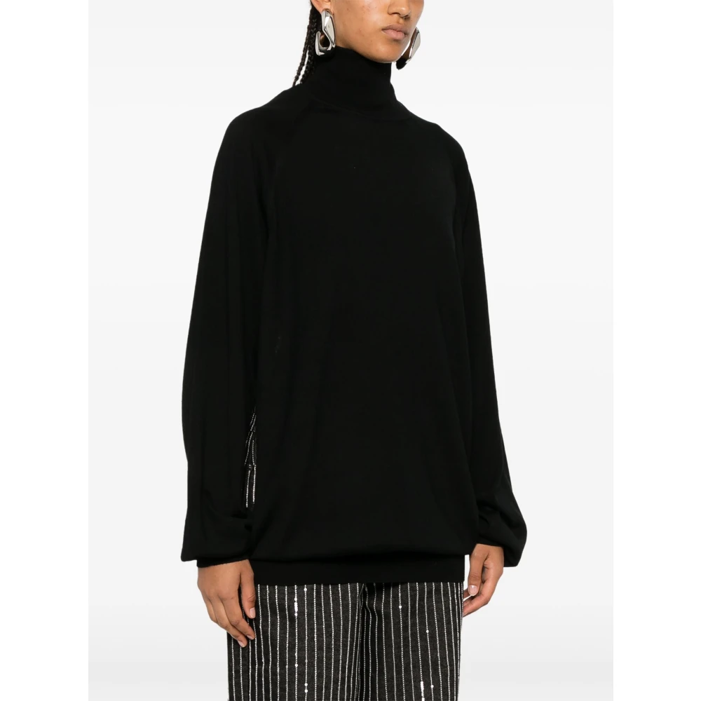 Moschino Stijlvol Logo-Charm Sweater met Open Rug Black Dames