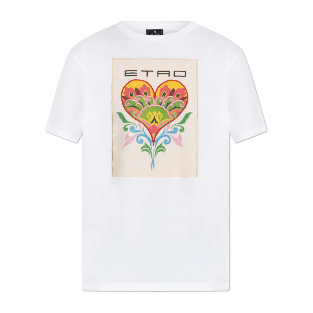 ETRO T-shirt met borduursel White Dames