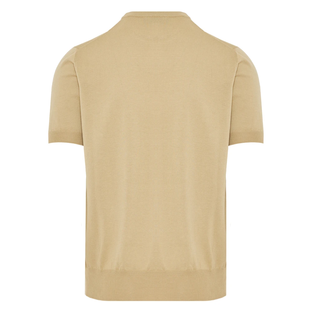 Canali Gebreid katoenen T-shirt gemaakt in Italië Beige Heren