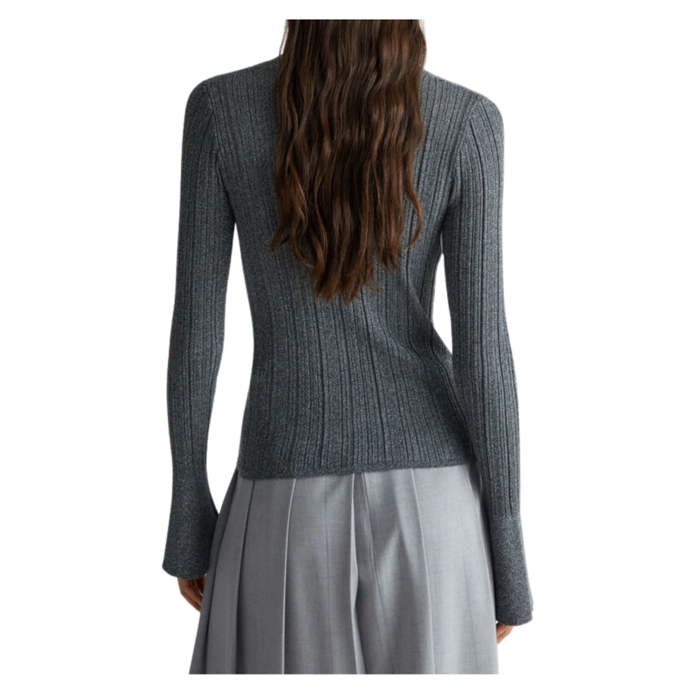 Liu Jo Antraciet Lurex Cardigan Sweater Gray Dames