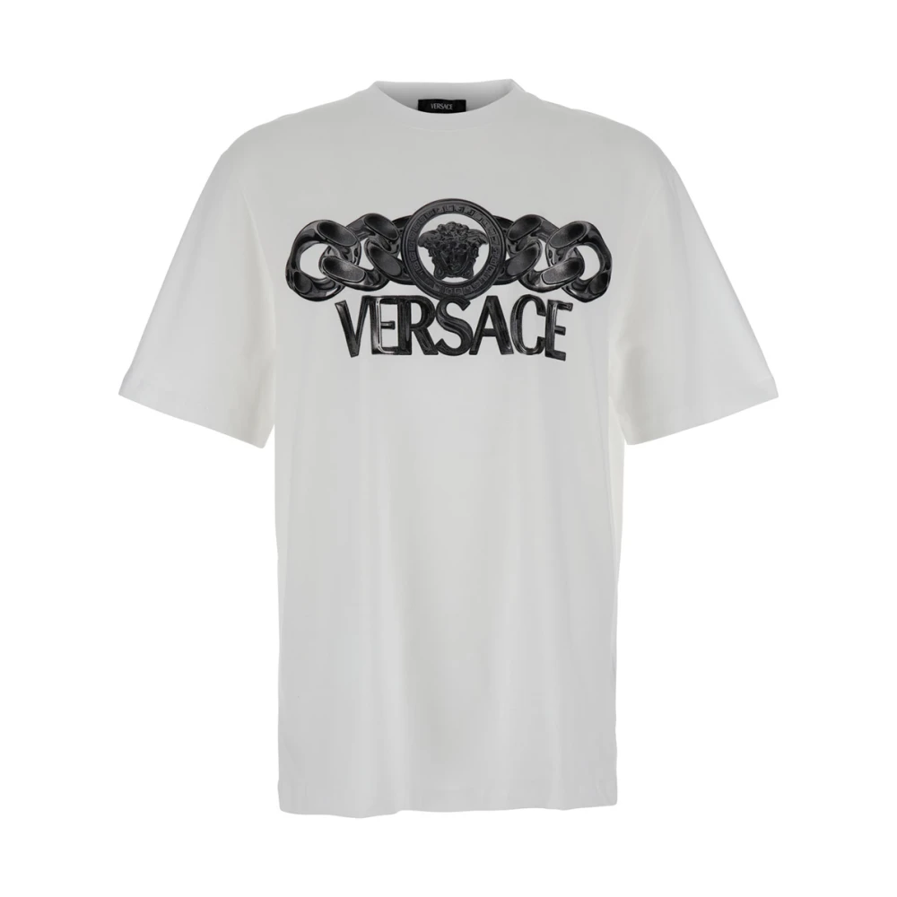Versace Men's White T-Shirt With Medusa Head Print