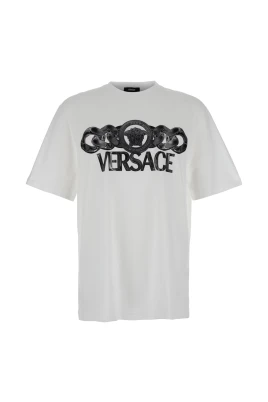 Vit T-shirt med Medusa-huvudtryck