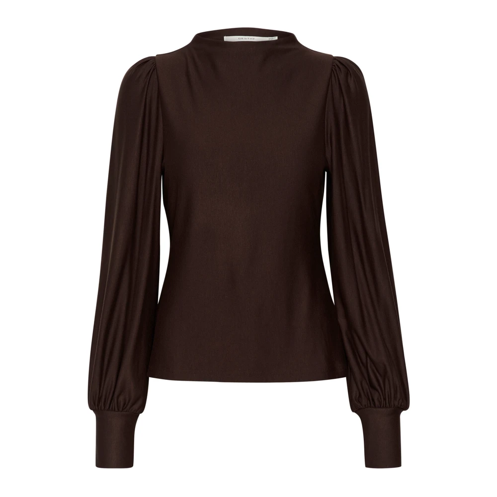 Gestuz Puff Top Blouse Molé Brown, Dam