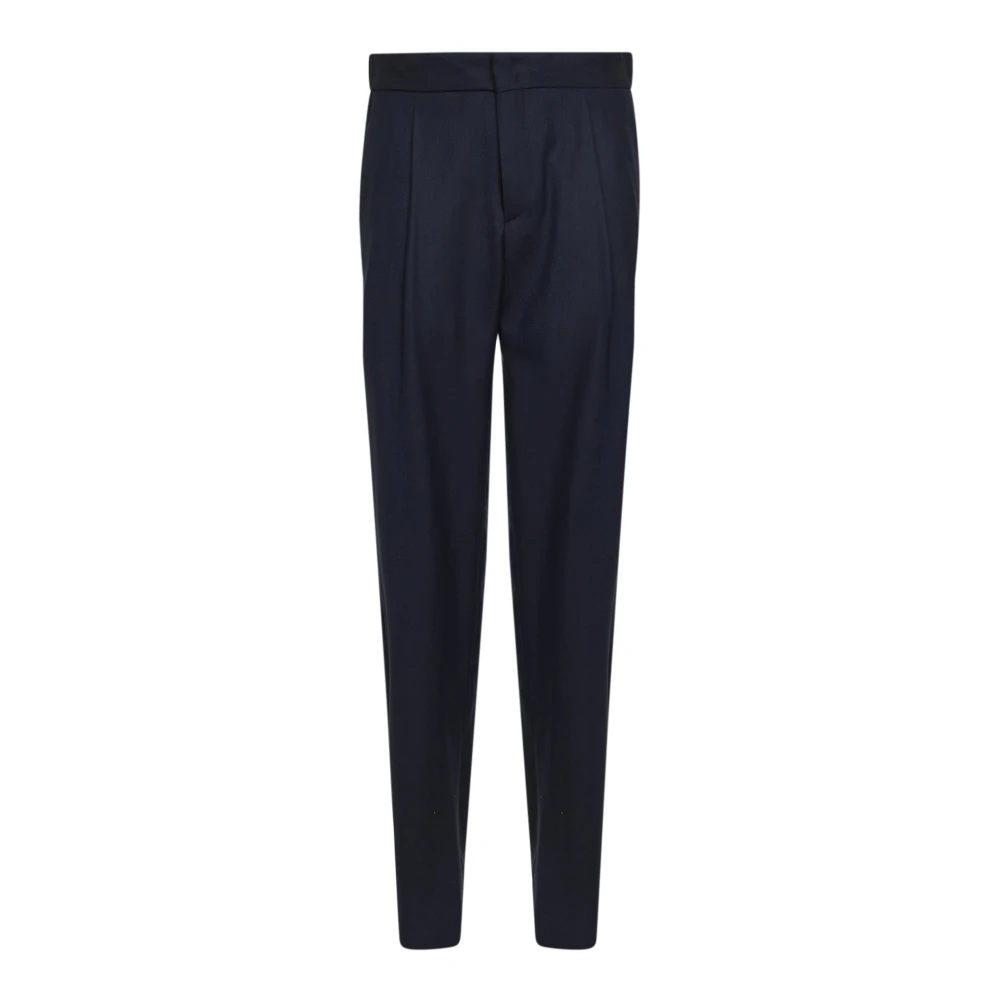 Giorgio Armani Men's Blue Herringbone Tailored Trousers - Suit Trousers - Xl - Trousers