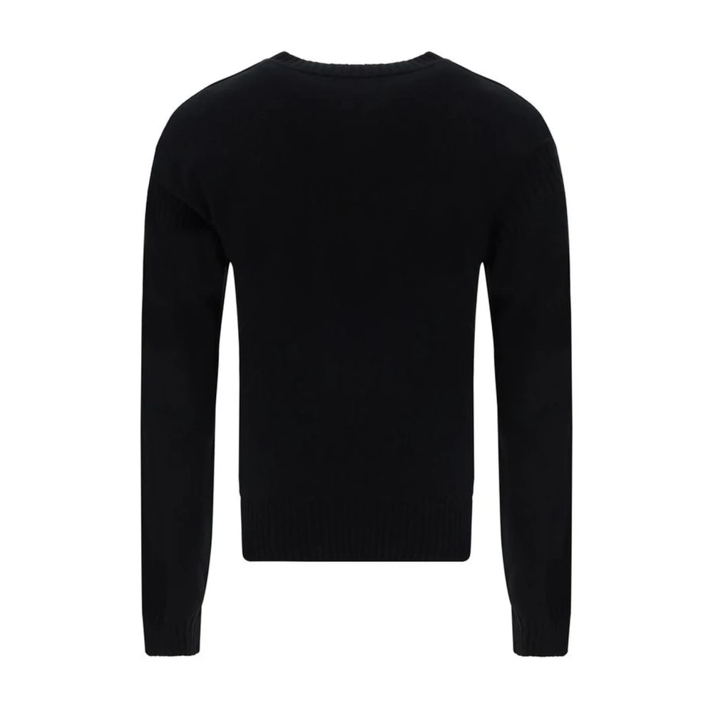 Marni Monochrome Geribbelde Wollen Trui Black Heren