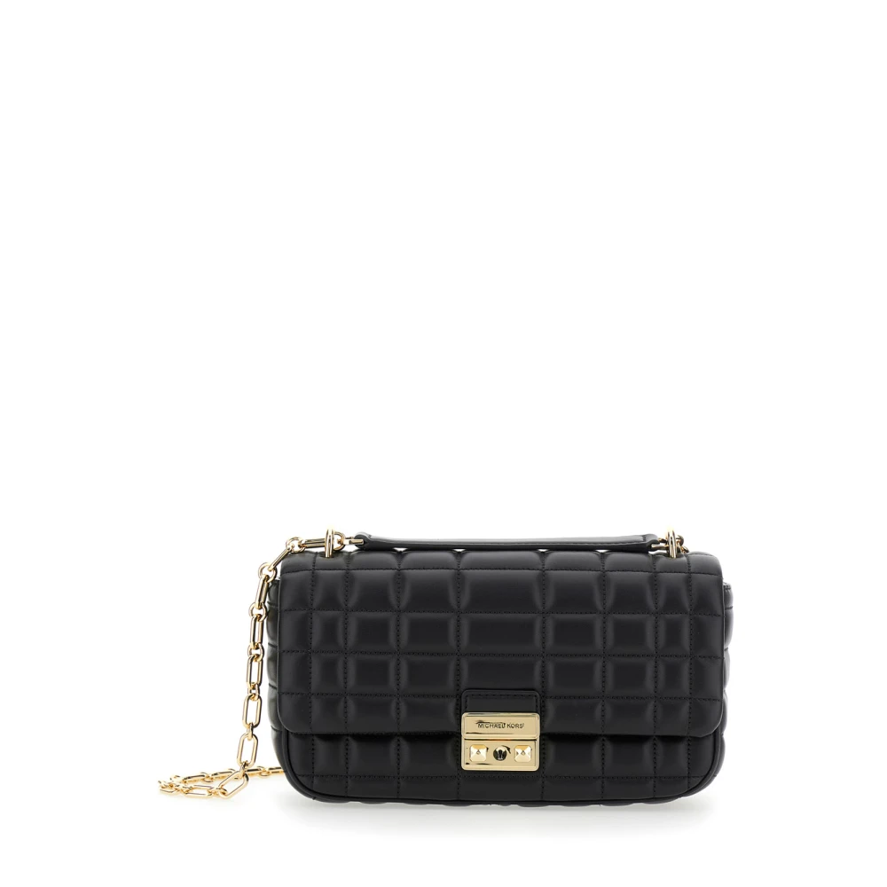 Michael Kors Zwarte Gewatteerde Crossbody Tas met Ketting Black Dames