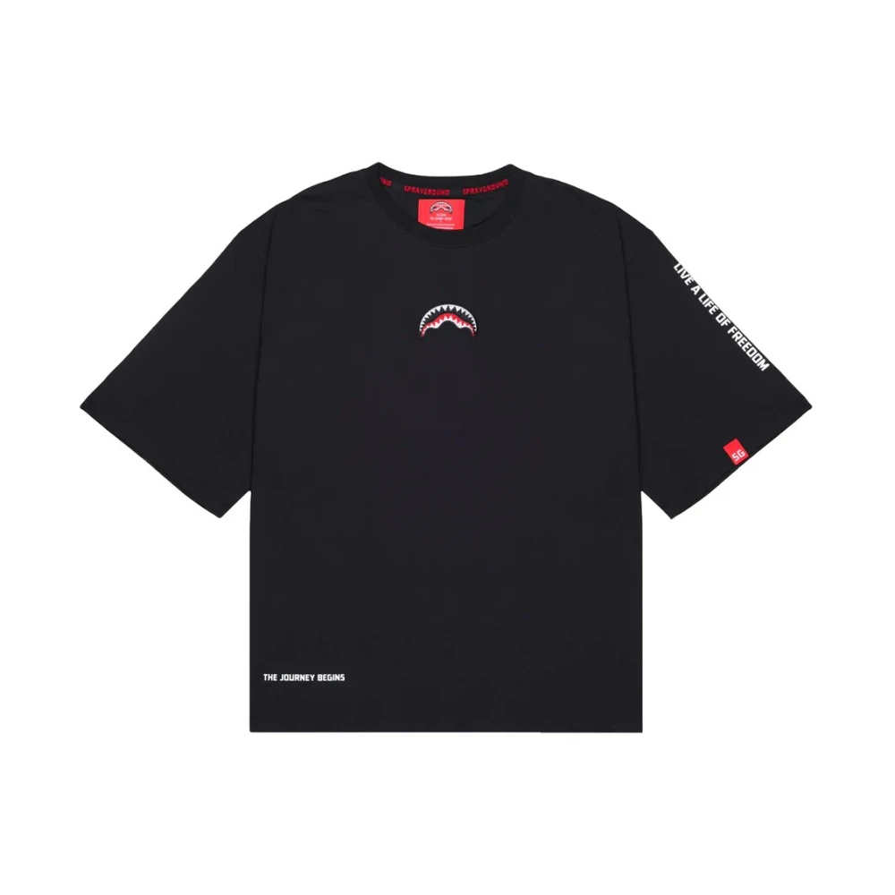 Sprayground Men's Black T-Shirts, Xs, Be A Shark Boxy T-Shirt