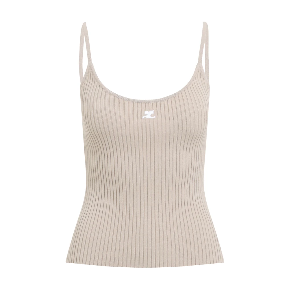 Courrèges Ribgebreide Tanktop Naakt Neutrals Beige Dames