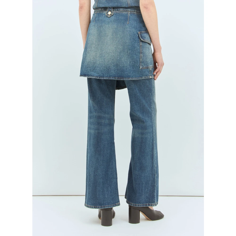 Ganni Afneembare Rok Flared Jeans Blue Dames