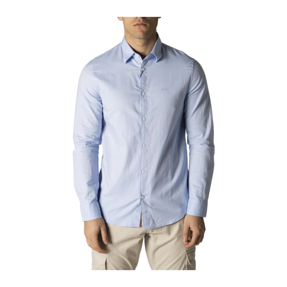 Armani Exchange Men's Blue Casual Shirts,, Long Sleeve Shirt 2XL