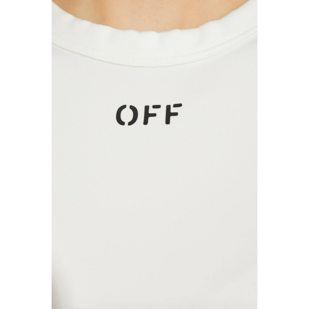 Off White Jurk met logo White Dames