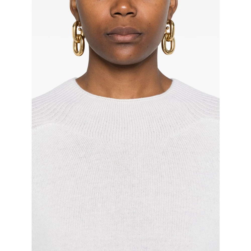 pinko Geribbelde Gebreide Trui met Logopatch White Dames
