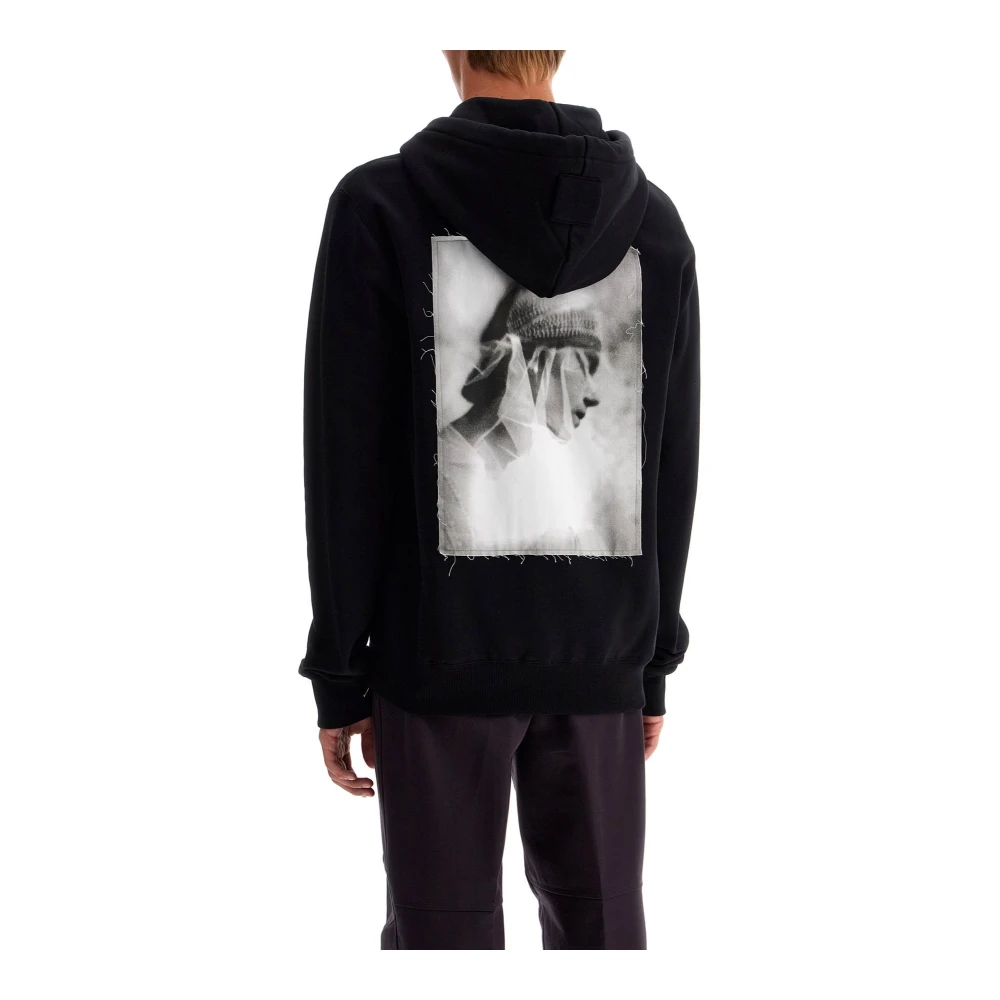 Lanvin Geborsteld Katoenen Hoodie met Rits Black Heren