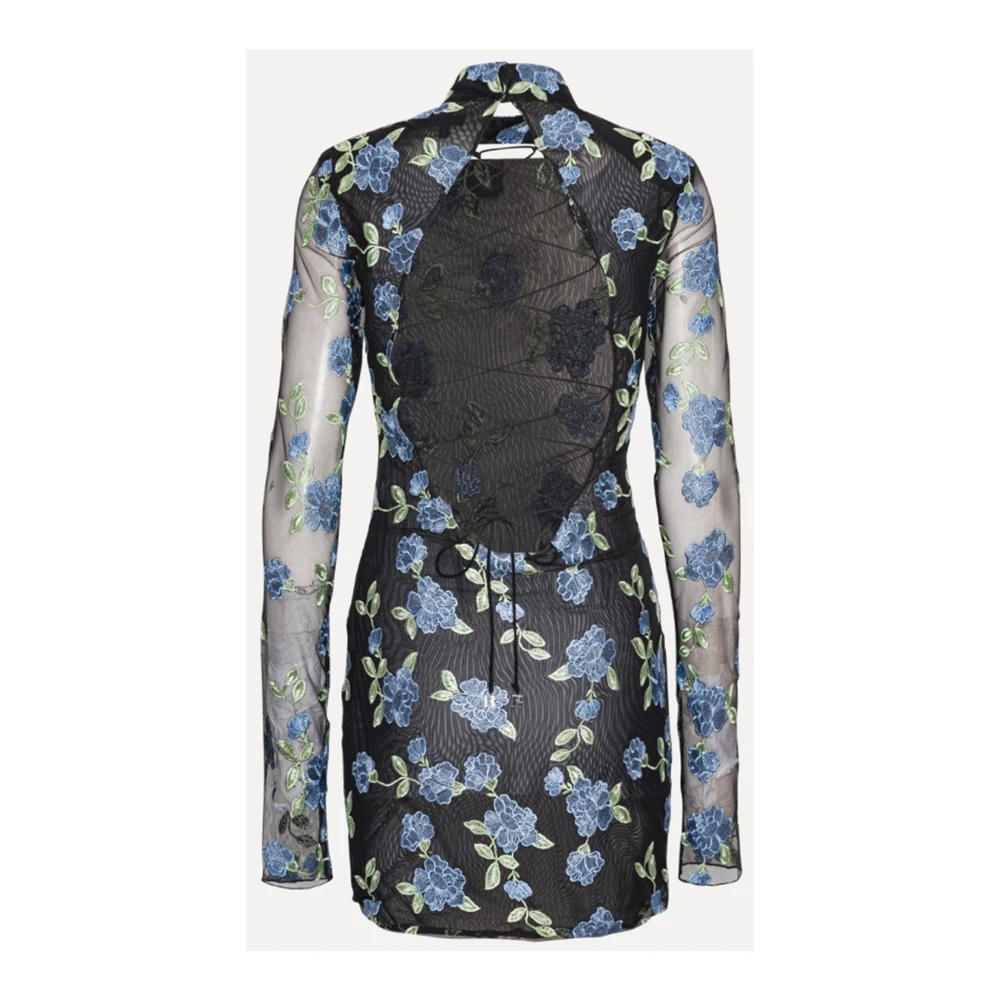 Rotate Birger Christensen Floral Mesh Mini Jurk Black Dames