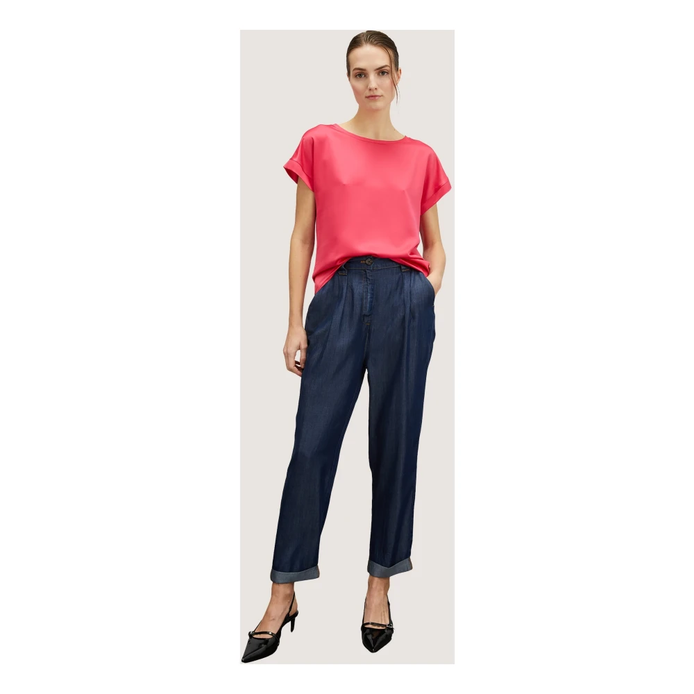 Motivi Tencel™ Wortelbroek met elastische taille Blue Dames