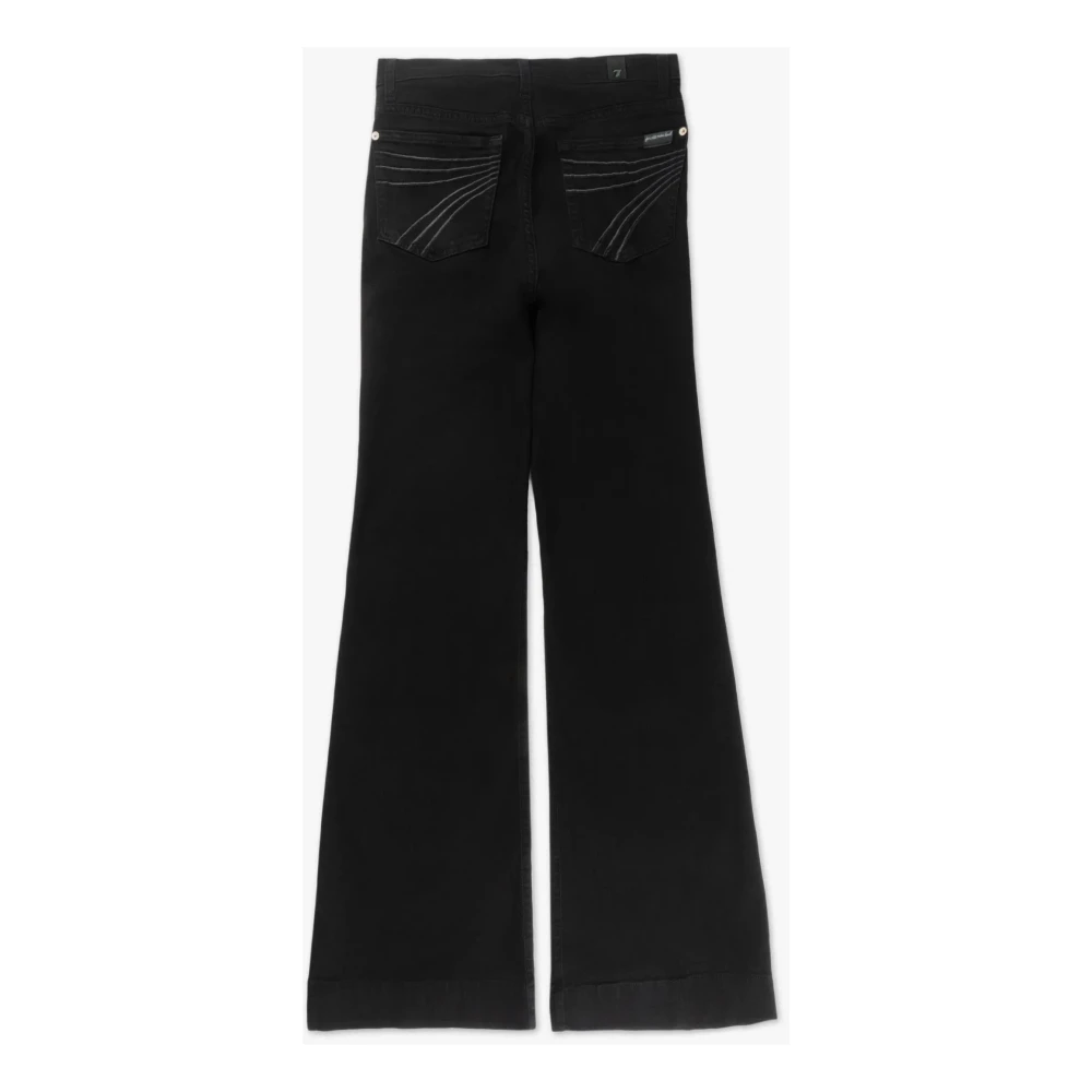 7 For All Mankind Moderne Wide-Leg Denim Jeans in Zwart Black Dames
