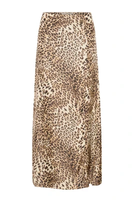 Ljus Leopard Hög Midja Kjol
