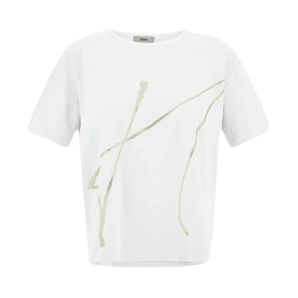 Herno Gelamineerd Print T-shirt Essential Line White Dames