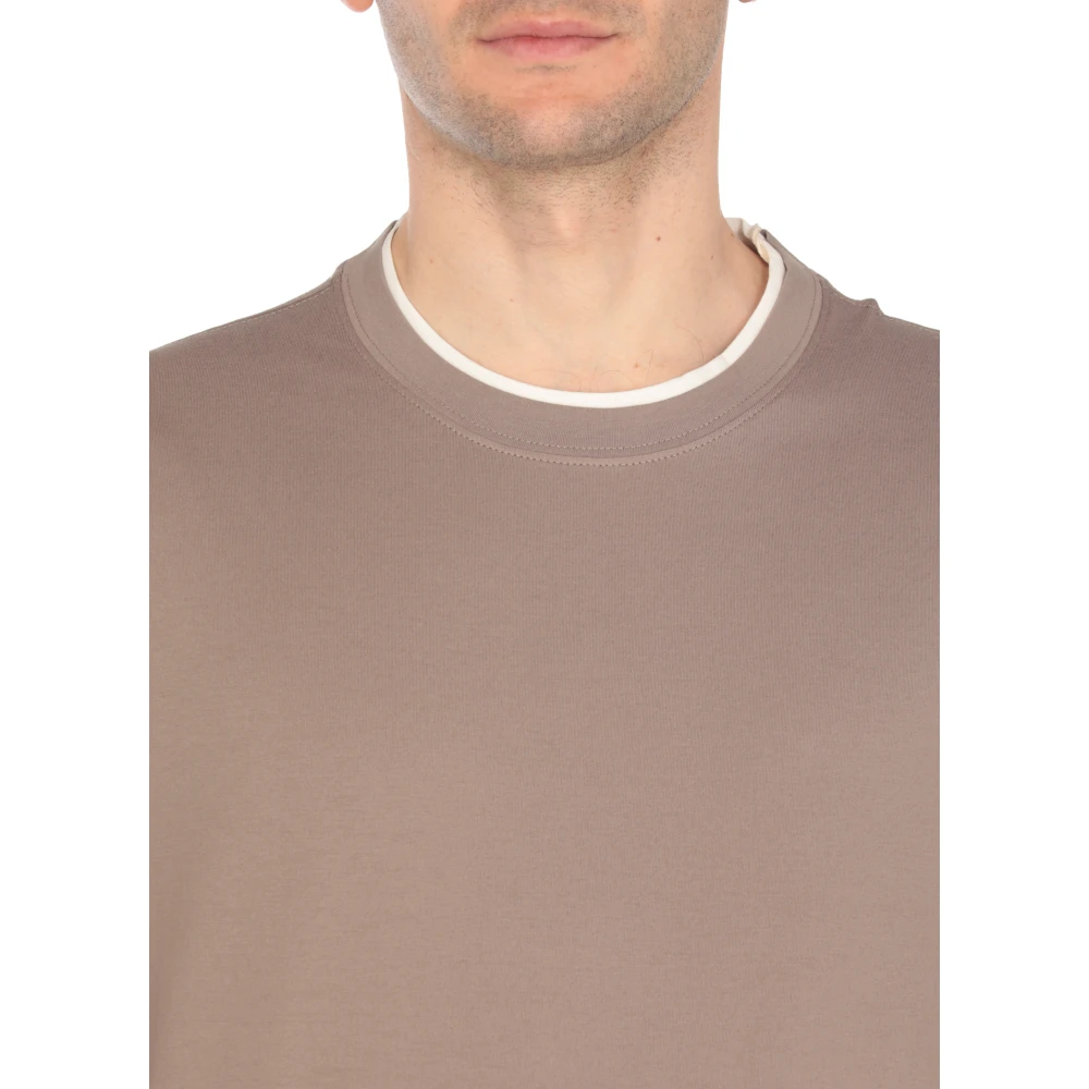 BRUNELLO CUCINELLI Bruin Katoen Crew Neck Sweater Brown Heren
