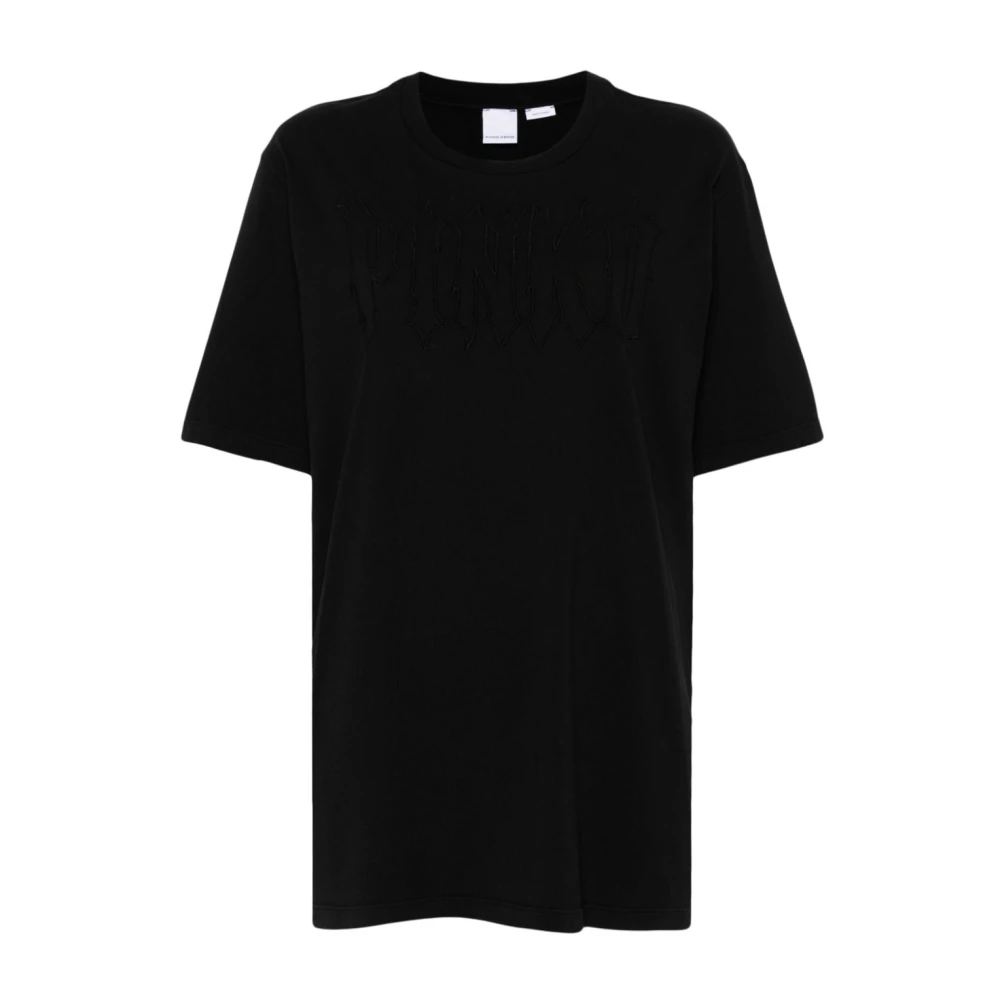 Pinko Zwart Katoenen Jersey Logo T-shirt Black Dames