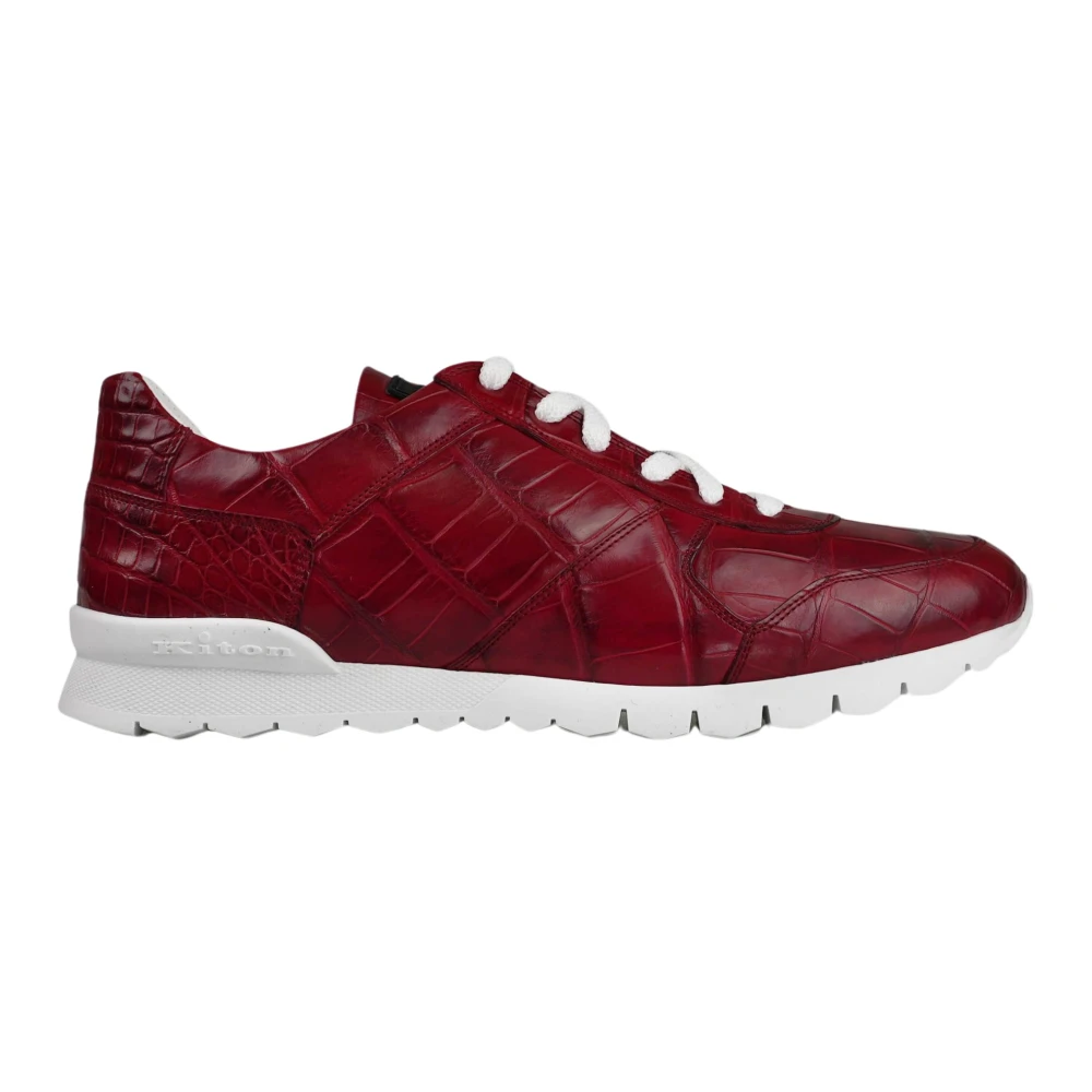 Kiton Krokodillenleren Sneakers met reliëf Heren Schoenen Rood