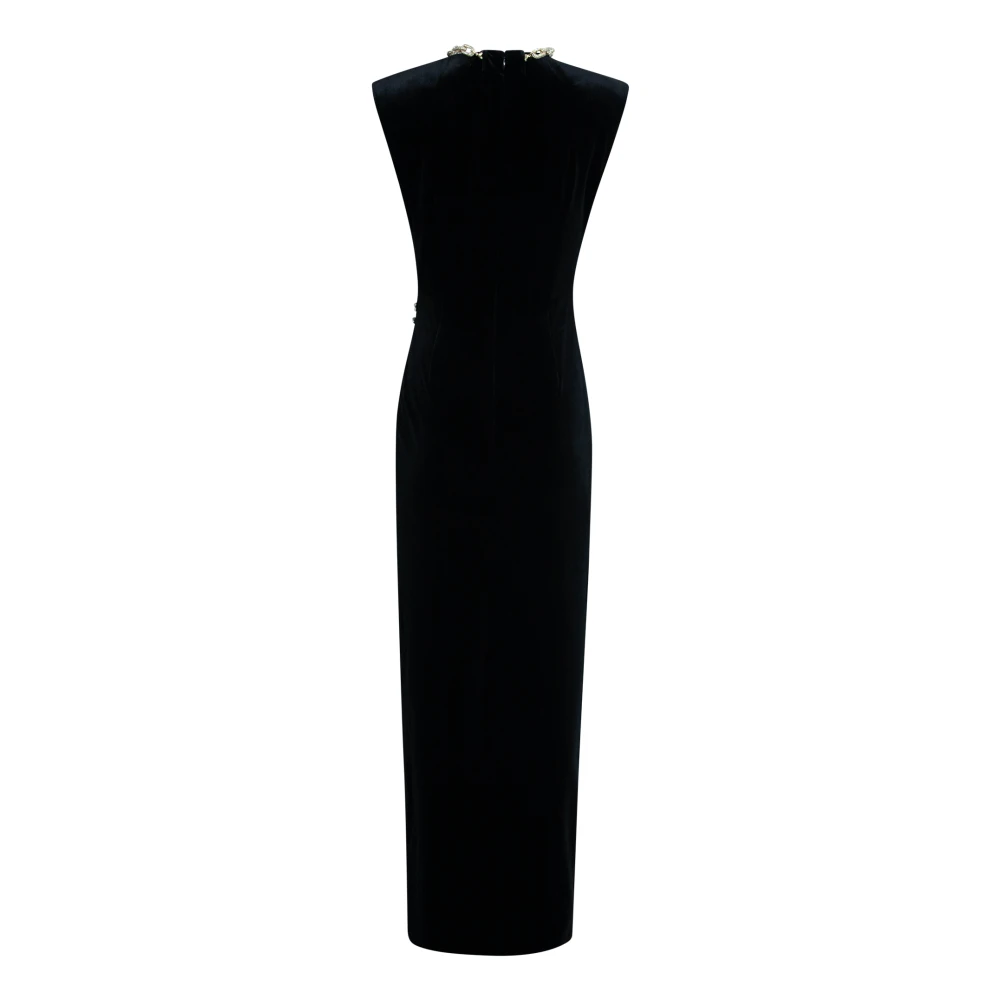 Self Portrait Zwart Velvet Embellished Maxi Jurk Black Dames