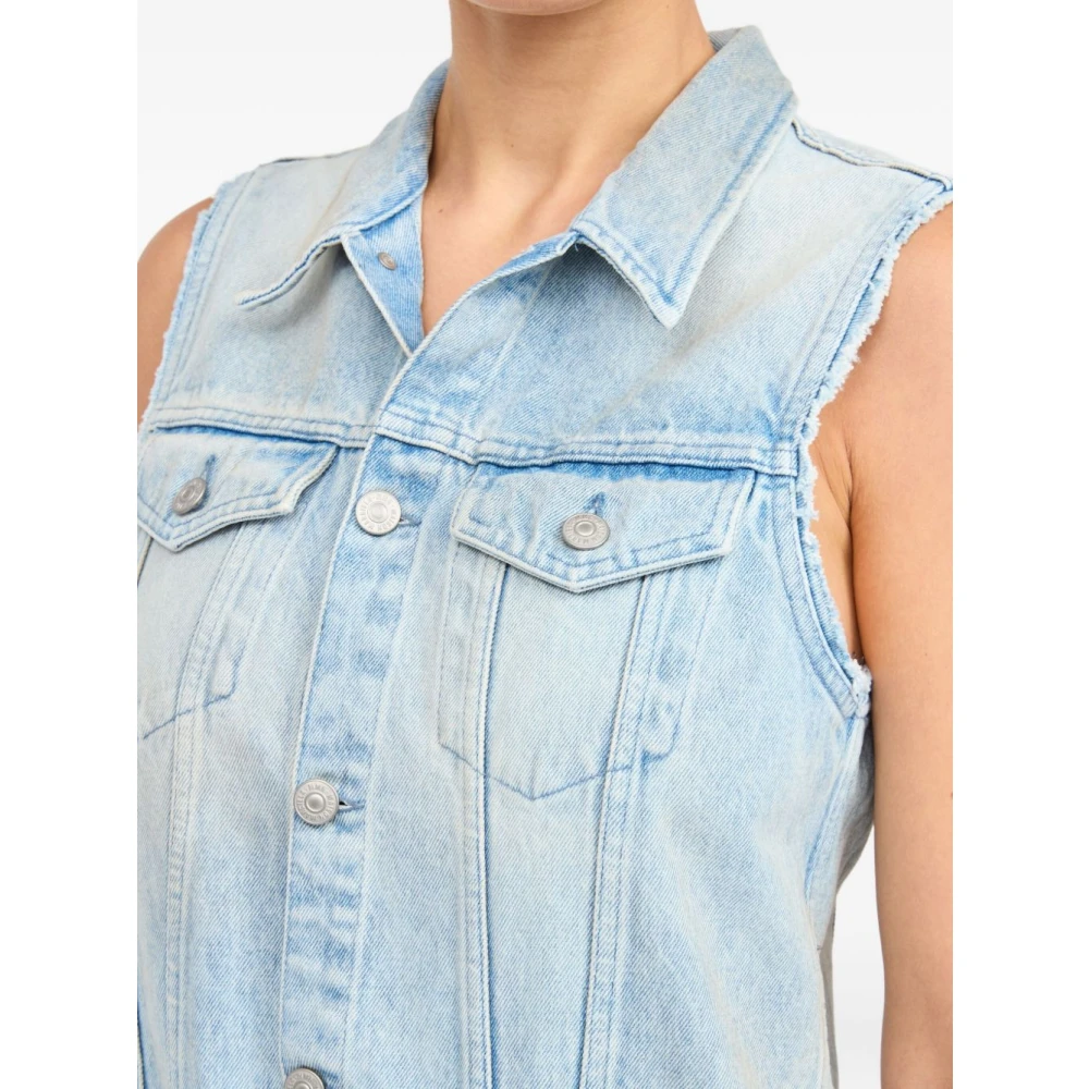 MM6 Maison Margiela Heldere Blauwe Knoopjurk met Zakken Blue Dames