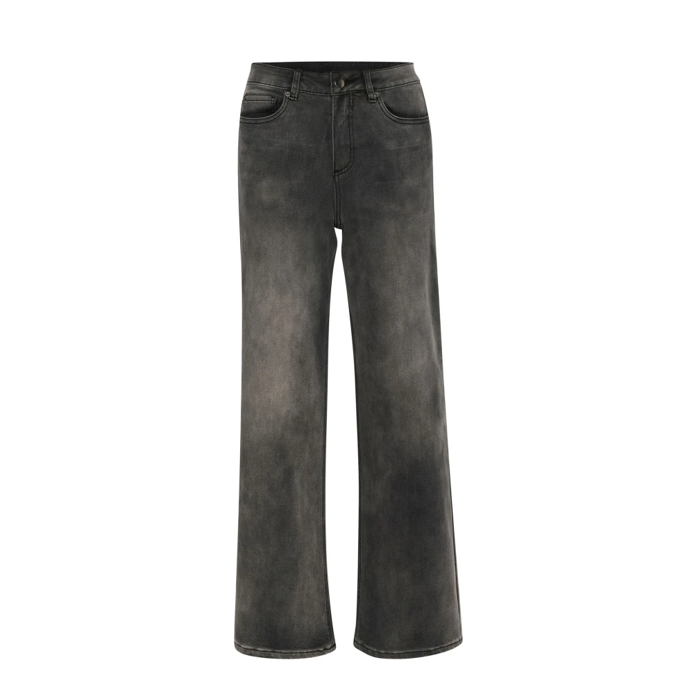 Kaffe Hoge Taille Jeans Medium Grijs Denim Blue Dames