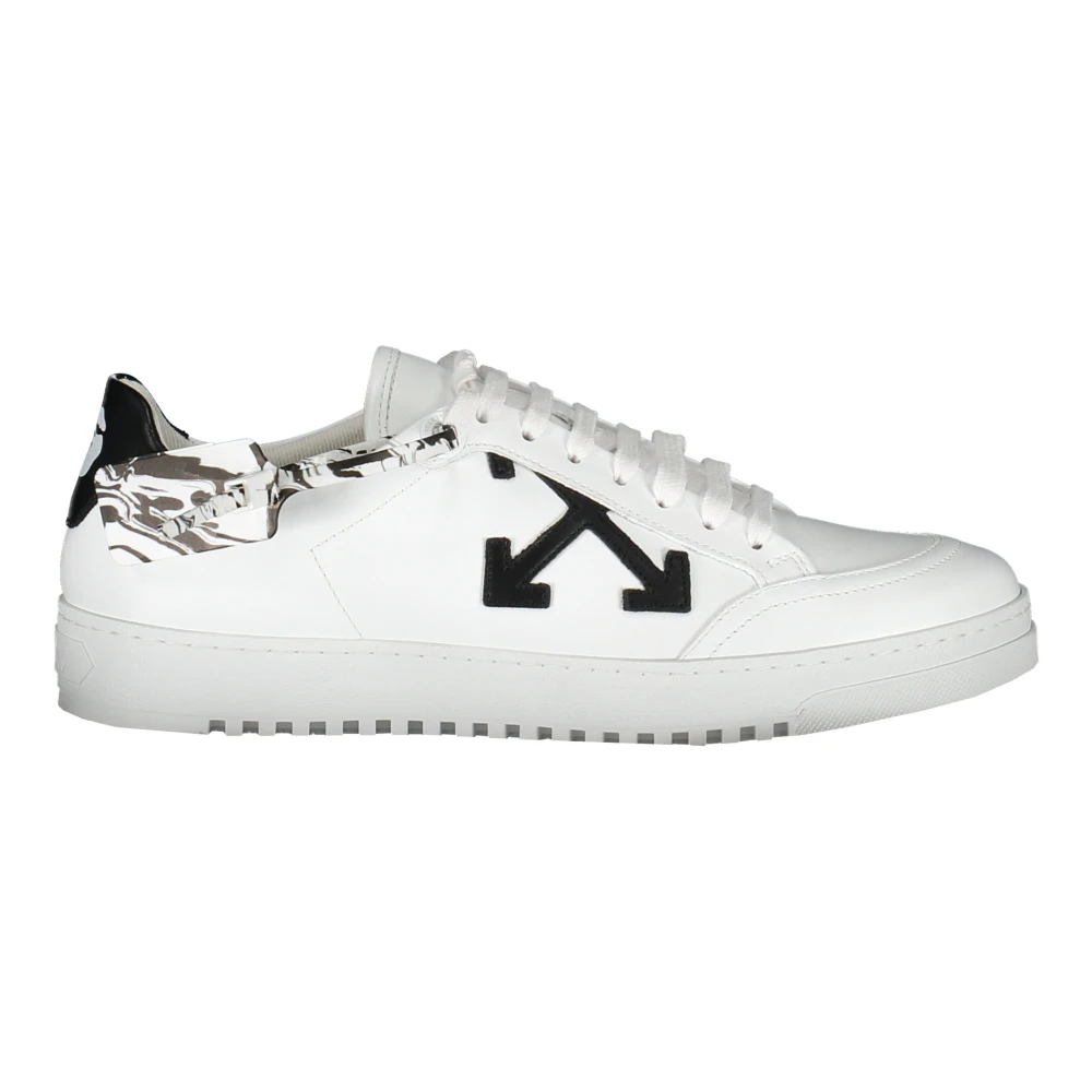 Off Lage leren sneakers met logopatches Heren Schoenen Wit