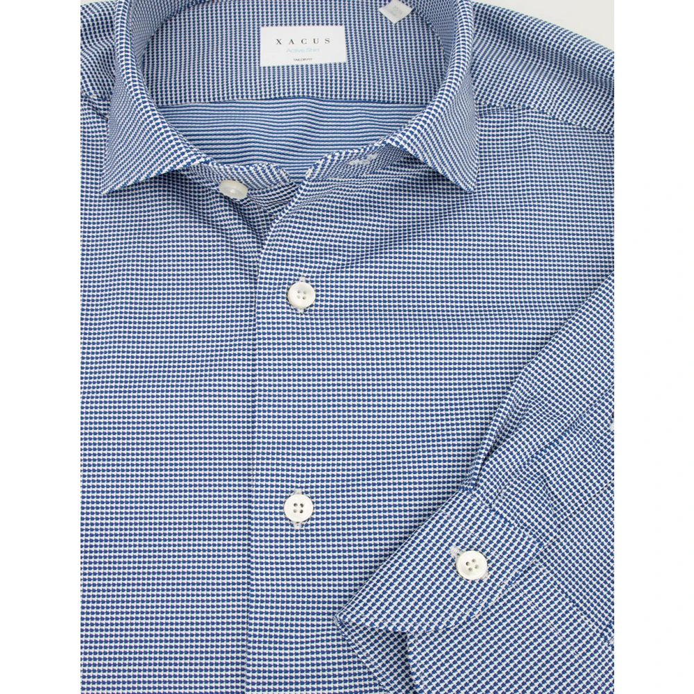 Xacus No Iron Slim Fit Overhemd voor een Perfecte Look de Hele Dag Blue Heren